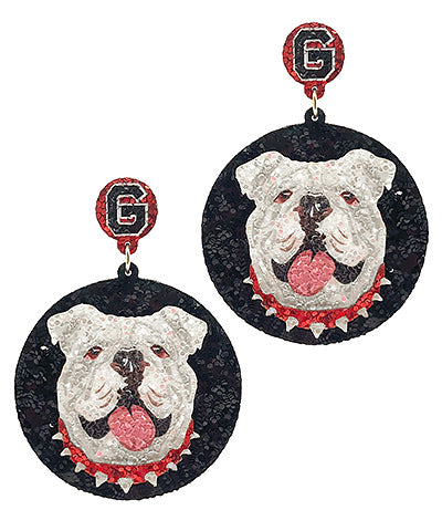 Dawgs Center of The Circle EARRINGS, LightWeight, Trendy, Fashionable Football SEC Gameday Attire